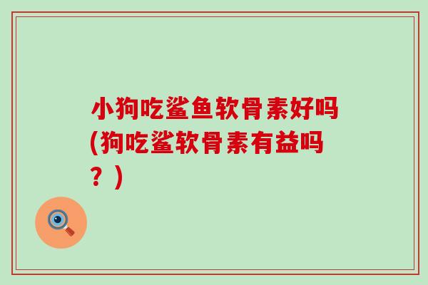 小狗吃鲨鱼软骨素好吗(狗吃鲨软骨素有益吗？)