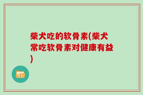 柴犬吃的软骨素(柴犬常吃软骨素对健康有益) 柴犬吃的软骨素(柴犬常吃软骨素对健康有益)