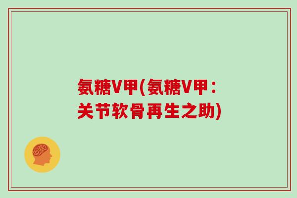 氨糖V甲(氨糖V甲：关节软骨再生之助)