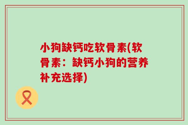 小狗缺钙吃软骨素(软骨素：缺钙小狗的营养补充选择)