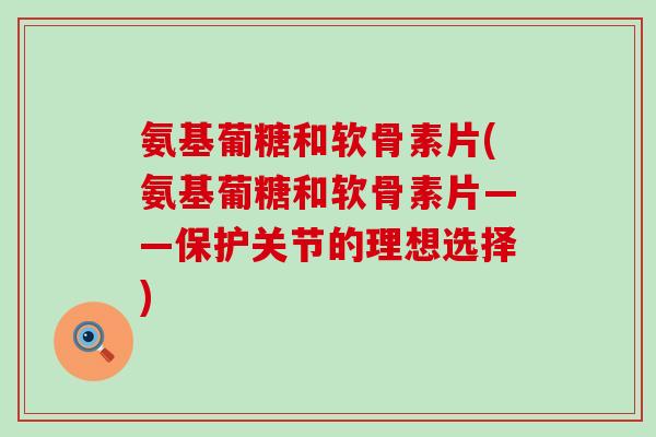 氨基葡糖和软骨素片(氨基葡糖和软骨素片——保护关节的理想选择)