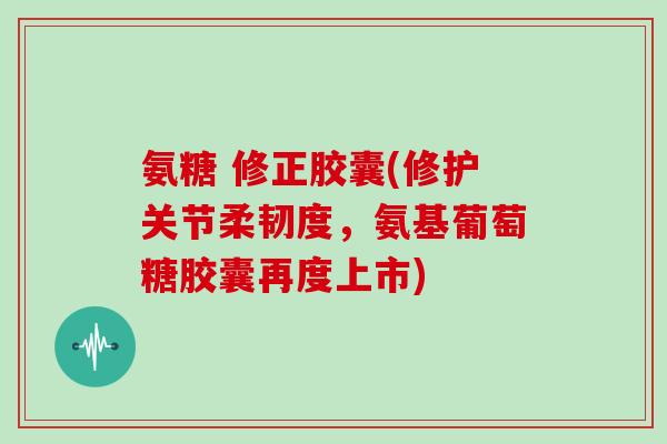 氨糖 修正胶囊(修护关节柔韧度,氨基葡萄糖胶囊再度上市) 氨糖 修正胶囊(修护关节柔韧度,氨基葡萄糖胶囊再度上市)
