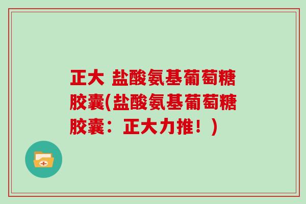正大 盐酸氨基葡萄糖胶囊(盐酸氨基葡萄糖胶囊:正大力推!) 正大 盐酸氨基葡萄糖胶囊(盐酸氨基葡萄糖胶囊:正大力推!)
