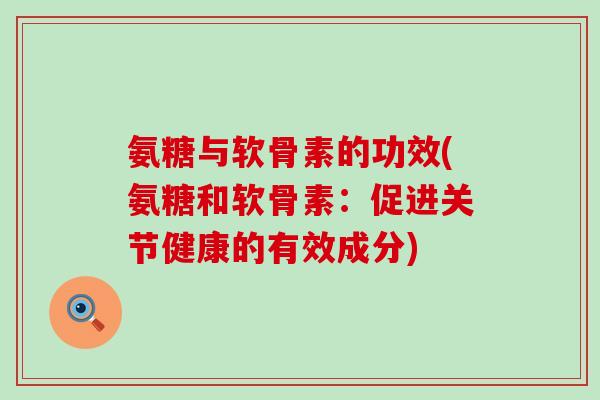 氨糖与软骨素的功效(氨糖和软骨素：促进关节健康的有效成分)