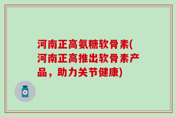 河南正高氨糖软骨素(河南正高推出软骨素产品，助力关节健康)