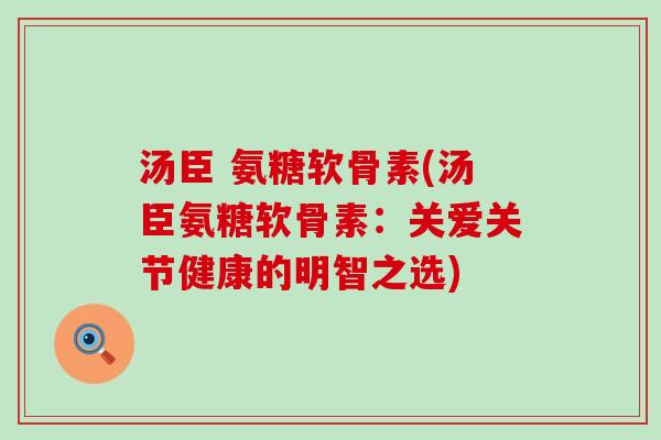 汤臣 氨糖软骨素(汤臣氨糖软骨素:关爱关节健康的明智之选) 汤臣 氨糖软骨素(汤臣氨糖软骨素:关爱关节健康的明智之选)