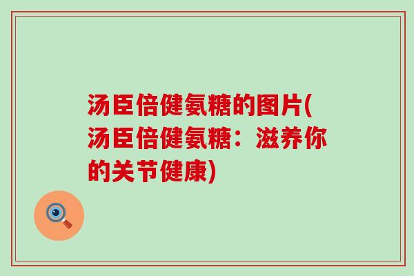 汤臣倍健氨糖的图片(汤臣倍健氨糖：滋养你的关节健康)