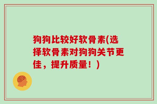 狗狗比较好软骨素(选择软骨素对狗狗关节更佳,提升质量!) 狗狗比较好软骨素(选择软骨素对狗狗关节更佳,提升质量!)