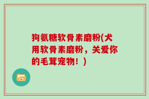 狗氨糖软骨素磨粉(犬用软骨素磨粉，关爱你的毛茸宠物！)