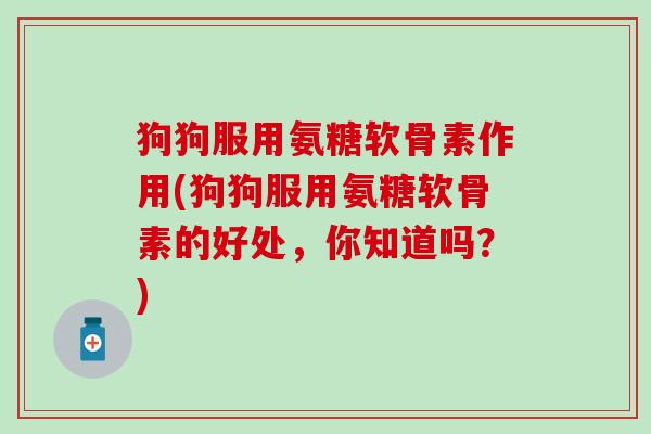 狗狗服用氨糖软骨素作用(狗狗服用氨糖软骨素的好处，你知道吗？)