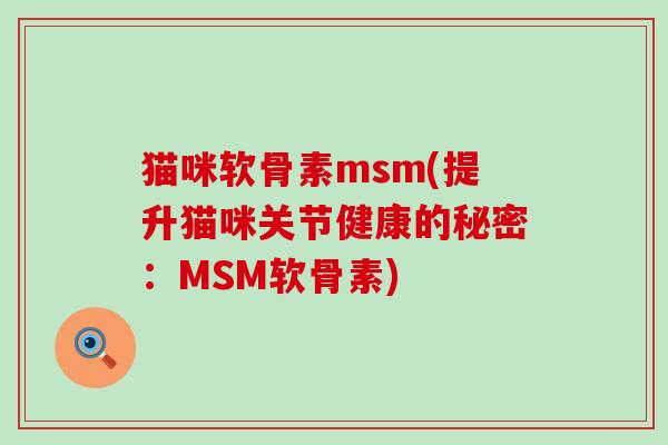 猫咪软骨素msm(提升猫咪关节健康的秘密：MSM软骨素)