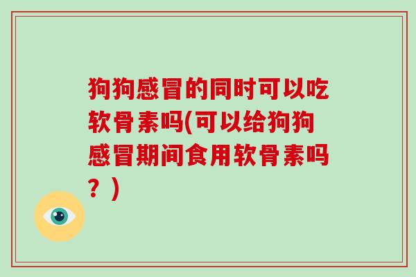 狗狗的同时可以吃软骨素吗(可以给狗狗期间食用软骨素吗?) 狗狗的同时可以吃软骨素吗(可以给狗狗期间食用软骨素吗?)