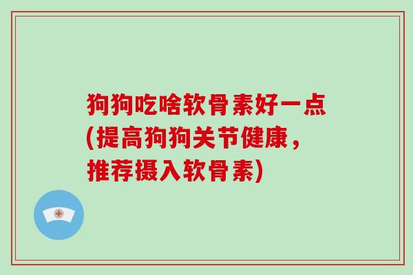 狗狗吃啥软骨素好一点(提高狗狗关节健康,推荐摄入软骨素) 狗狗吃啥软骨素好一点(提高狗狗关节健康,推荐摄入软骨素)