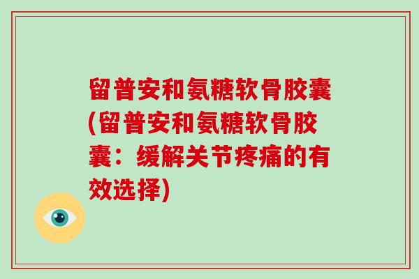 留普安和氨糖软骨胶囊(留普安和氨糖软骨胶囊:缓解关节的有效选择) 留普安和氨糖软骨胶囊(留普安和氨糖软骨胶囊:缓解关节的有效选择)