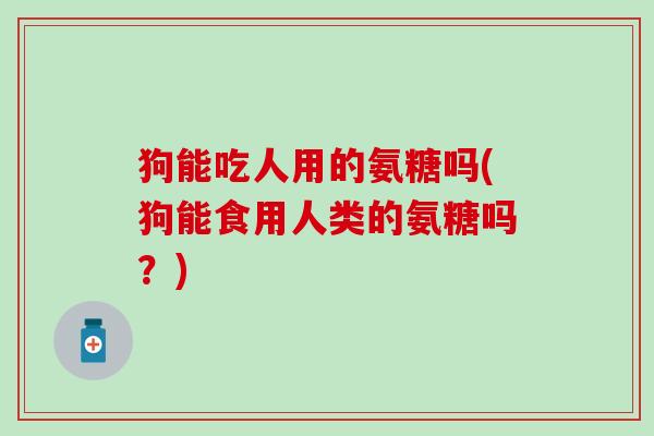 狗能吃人用的氨糖吗(狗能食用人类的氨糖吗？)