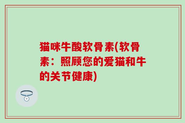 猫咪牛酸软骨素(软骨素：照顾您的爱猫和牛的关节健康)