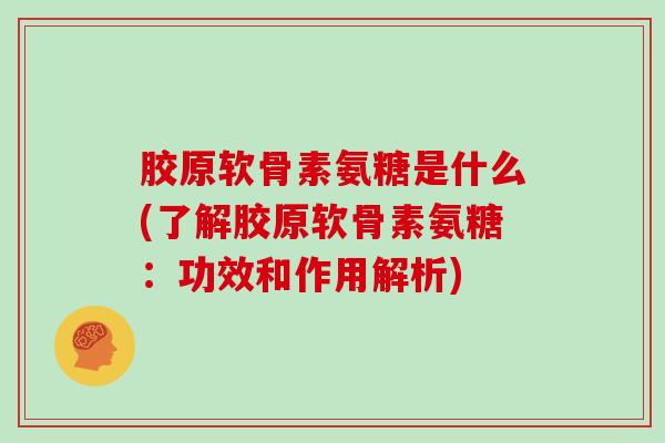 胶原软骨素氨糖是什么(了解胶原软骨素氨糖:功效和作用解析) 胶原软骨素氨糖是什么(了解胶原软骨素氨糖:功效和作用解析)