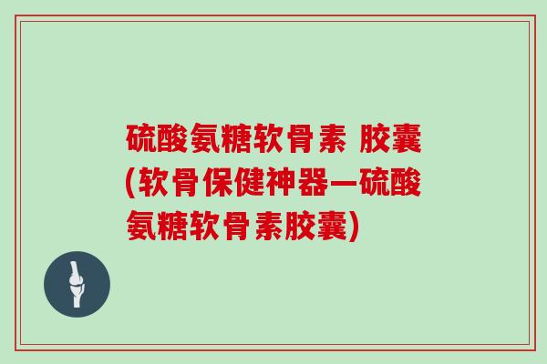 硫酸氨糖软骨素 胶囊(软骨保健神器—硫酸氨糖软骨素胶囊)
