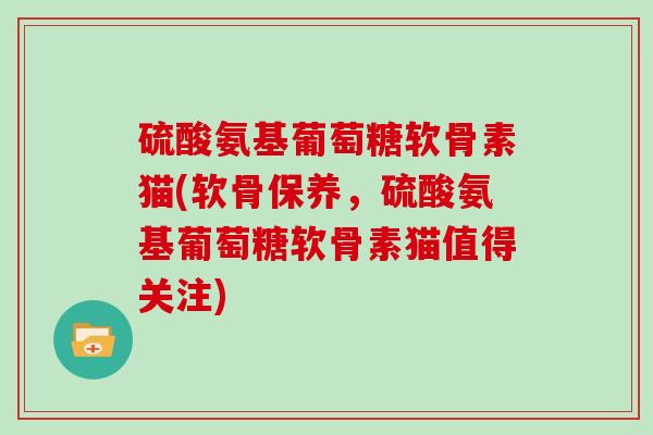 硫酸氨基葡萄糖软骨素猫(软骨保养,硫酸氨基葡萄糖软骨素猫值得关注) 硫酸氨基葡萄糖软骨素猫(软骨保养,硫酸氨基葡萄糖软骨素猫值得关注)