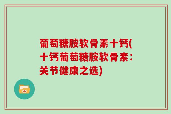 葡萄糖胺软骨素十钙(十钙葡萄糖胺软骨素：关节健康之选)