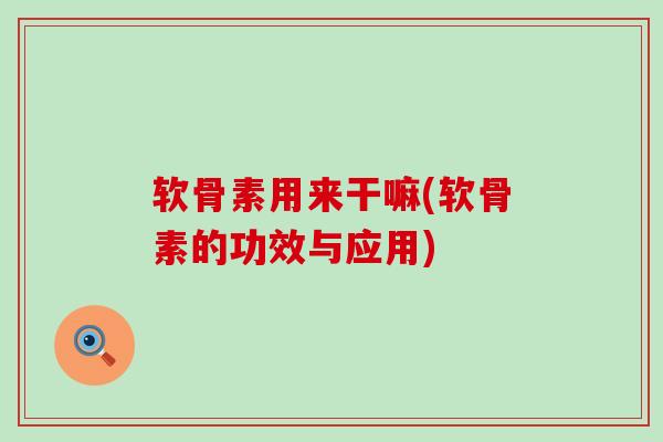 软骨素用来干嘛(软骨素的功效与应用) 软骨素用来干嘛(软骨素的功效与应用)