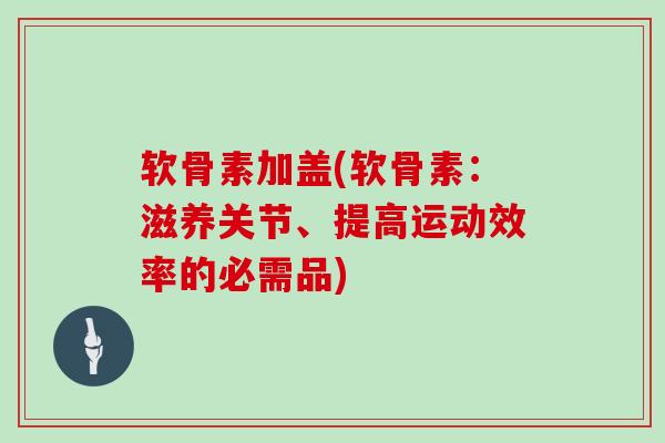 软骨素加盖(软骨素：滋养关节、提高运动效率的必需品)