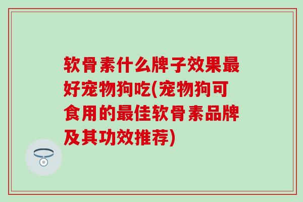软骨素什么牌子效果好宠物狗吃(宠物狗可食用的佳软骨素品牌及其功效推荐) 软骨素什么牌子效果好宠物狗吃(宠物狗可食用的佳软骨素品牌及其功效推荐)