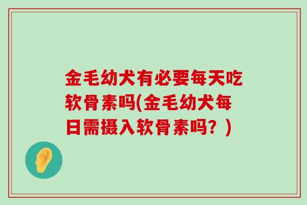 金毛幼犬有必要每天吃软骨素吗(金毛幼犬每日需摄入软骨素吗？)