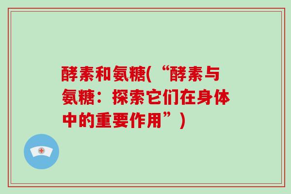酵素和氨糖(“酵素与氨糖：探索它们在身体中的重要作用”)