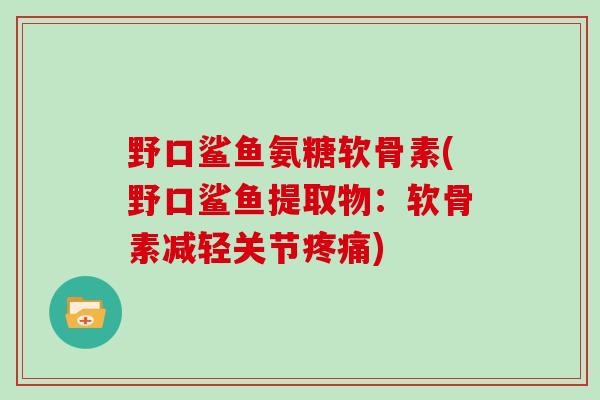 野口鲨鱼氨糖软骨素(野口鲨鱼提取物:软骨素减轻关节) 野口鲨鱼氨糖软骨素(野口鲨鱼提取物:软骨素减轻关节)