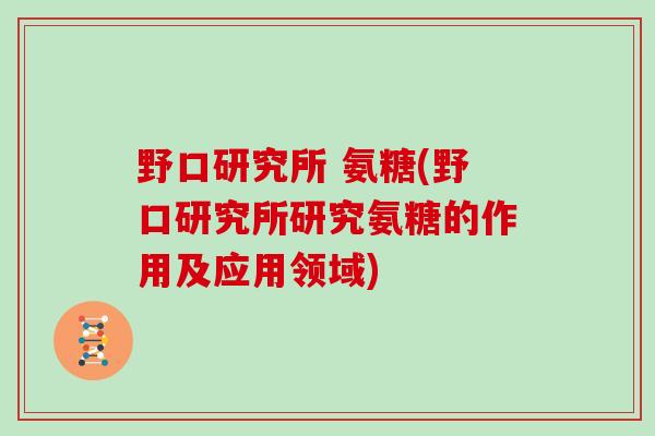 野口研究所 氨糖(野口研究所研究氨糖的作用及应用领域) 野口研究所 氨糖(野口研究所研究氨糖的作用及应用领域)