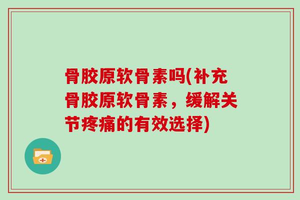 骨胶原软骨素吗(补充骨胶原软骨素，缓解关节的有效选择)