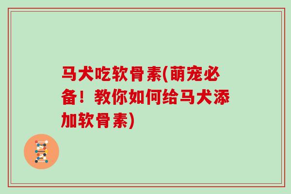 马犬吃软骨素(萌宠必备!教你如何给马犬添加软骨素) 马犬吃软骨素(萌宠必备!教你如何给马犬添加软骨素)