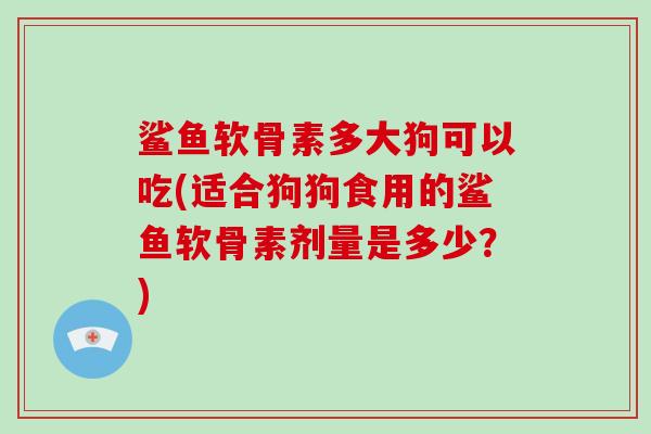 鲨鱼软骨素多大狗可以吃(适合狗狗食用的鲨鱼软骨素剂量是多少？)