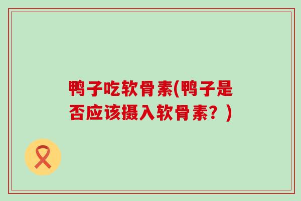 鸭子吃软骨素(鸭子是否应该摄入软骨素?) 鸭子吃软骨素(鸭子是否应该摄入软骨素?)