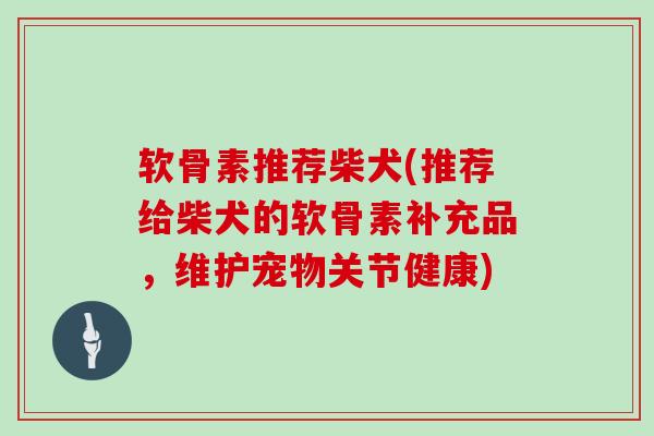软骨素推荐柴犬(推荐给柴犬的软骨素补充品,维护宠物关节健康) 软骨素推荐柴犬(推荐给柴犬的软骨素补充品,维护宠物关节健康)
