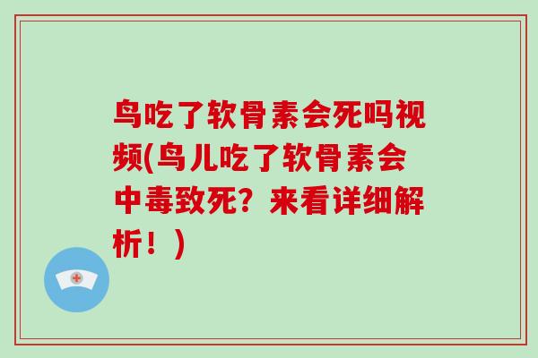 鸟吃了软骨素会死吗视频(鸟儿吃了软骨素会中毒致死?来看详细解析!) 鸟吃了软骨素会死吗视频(鸟儿吃了软骨素会中毒致死?来看详细解析!)