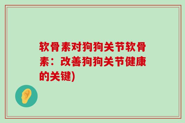 软骨素对狗狗关节软骨素：改善狗狗关节健康的关键)
