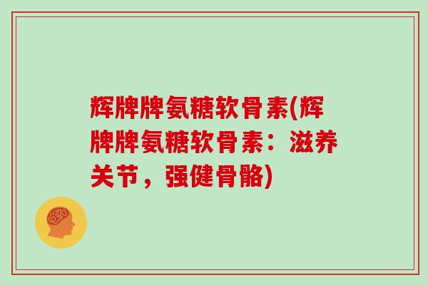辉牌牌氨糖软骨素(辉牌牌氨糖软骨素:滋养关节,强健骨骼) 辉牌牌氨糖软骨素(辉牌牌氨糖软骨素:滋养关节,强健骨骼)