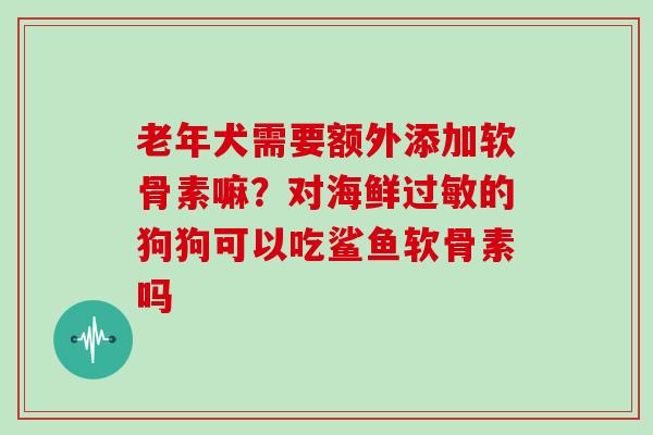 老年犬需要额外添加软骨素嘛?对海鲜的狗狗可以吃鲨鱼软骨素吗 老年犬需要额外添加软骨素嘛?对海鲜的狗狗可以吃鲨鱼软骨素吗