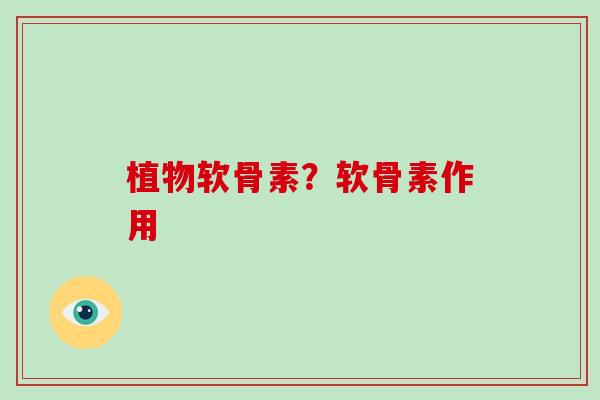 植物软骨素？软骨素作用