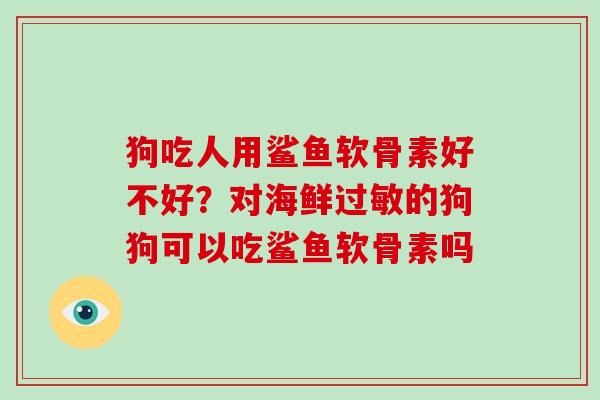 狗吃人用鲨鱼软骨素好不好？对海鲜的狗狗可以吃鲨鱼软骨素吗