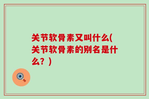 关节软骨素又叫什么(关节软骨素的别名是什么?) 关节软骨素又叫什么(关节软骨素的别名是什么?)