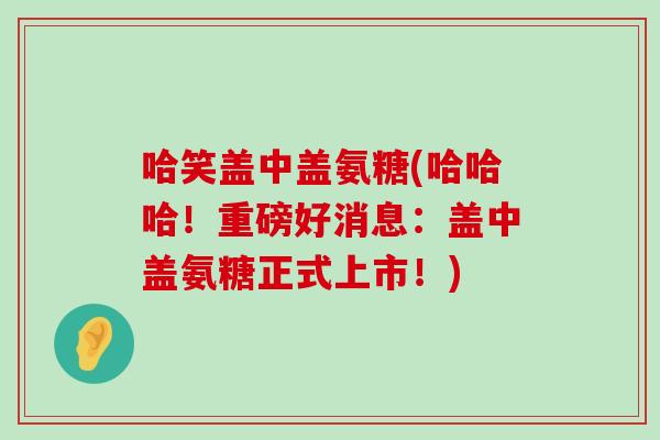 哈笑盖中盖氨糖(哈哈哈！重磅好消息：盖中盖氨糖正式上市！)