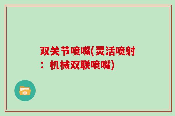 双关节喷嘴(灵活喷射:机械双联喷嘴) 双关节喷嘴(灵活喷射:机械双联喷嘴)