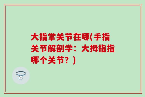 大指掌关节在哪(手指关节解剖学：大拇指指哪个关节？)