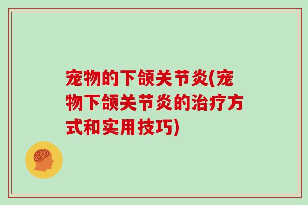 宠物的下颌(宠物下颌的方式和实用技巧) 宠物的下颌(宠物下颌的方式和实用技巧)
