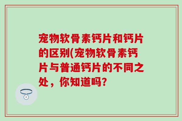 宠物软骨素钙片和钙片的区别(宠物软骨素钙片与普通钙片的不同之处，你知道吗？