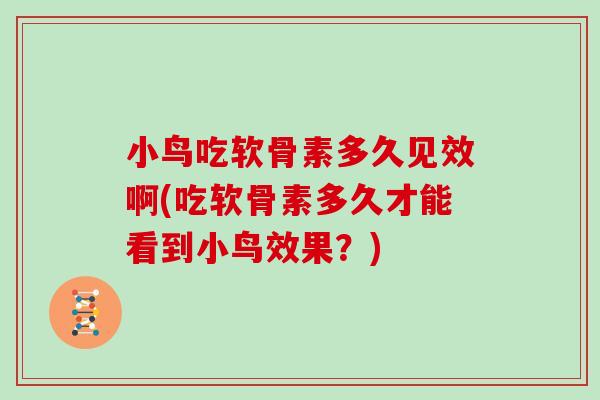 小鸟吃软骨素多久见效啊(吃软骨素多久才能看到小鸟效果？)