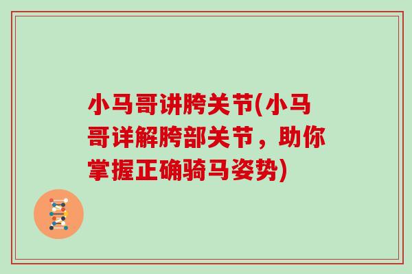 小马哥讲胯关节(小马哥详解胯部关节,助你掌握正确骑马姿势) 小马哥讲胯关节(小马哥详解胯部关节,助你掌握正确骑马姿势)